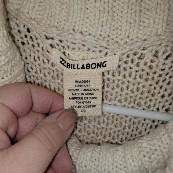 Misses sz L Billabong Sleeveless Off White Cowlneck Sweater - Picture 5 of 5